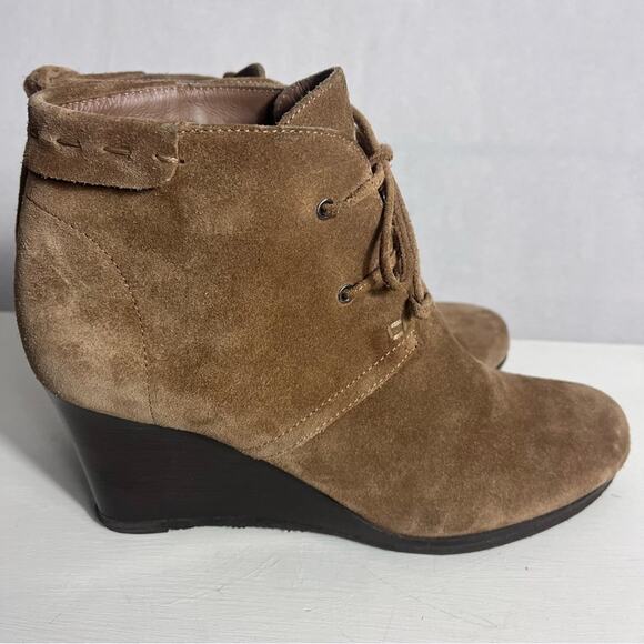 Via Spiga Booties Womens 9M Brown Suede Wedge Ankle Lace Up Boho - Picture 13 of 15